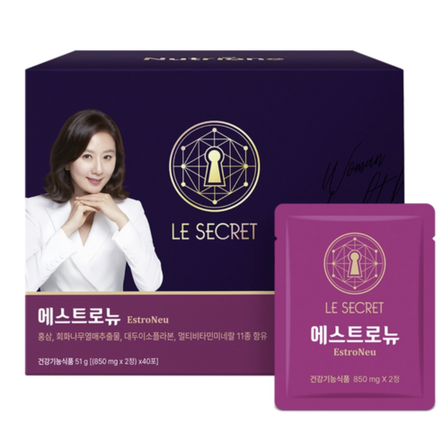 뉴트리원 르 시크릿 김희애 에스트로뉴 1박스 80일분 여성 갱년기 면역력 피로 개선 업, 1박스
