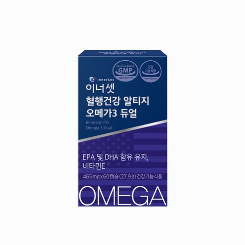 이너셋 혈행건강 알티지 오메가 3 듀얼 60p, 1박스, 27.9g