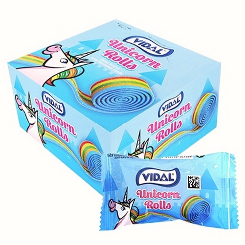 비달 유니콘 롤스 롤젤리 19g X 24입 신기한 젤리 맛있는 신맛 과일맛 유튜브 먹방