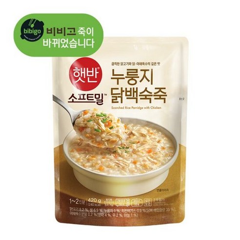 (상온) 비비고 누룽지닭백숙죽 420g, 420g, 4개