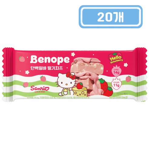 딸기키티 베노프 단백질바 딸기치즈, 20개, 50g