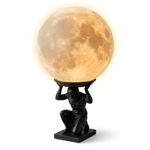팹큐브 시지푸스 달 오브제 무드등 3000K 인테리어 조명, 옵시디언 블랙
