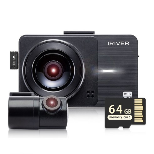 아이리버 2채널 FHD+FHD 고화질 차량용 2채널 블랙박스 FF2 WiFi 스마트폰 연동지원, 64GB, WiFi 동글이 + GPS 안테나 + 무료출장장착권