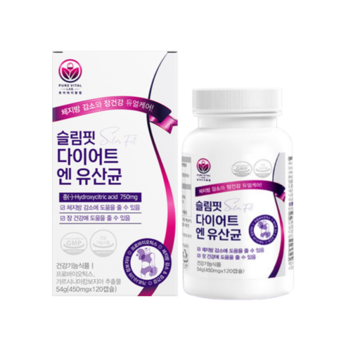 다이어트 유산균 슬림핏 식약청 인증 모유유래 17 체지방 감소 보조제 퓨어바이탈랩, 1개, 30정