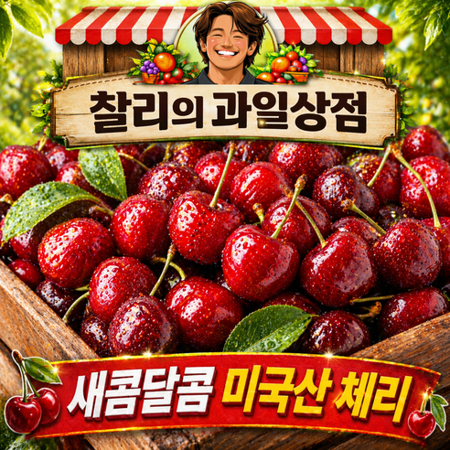[찰리의 과일상점] 체리 극초물 미국산 체리 수입산 체리 5kg 새콤달콤 생체리, 1박스, 10R 5kg
