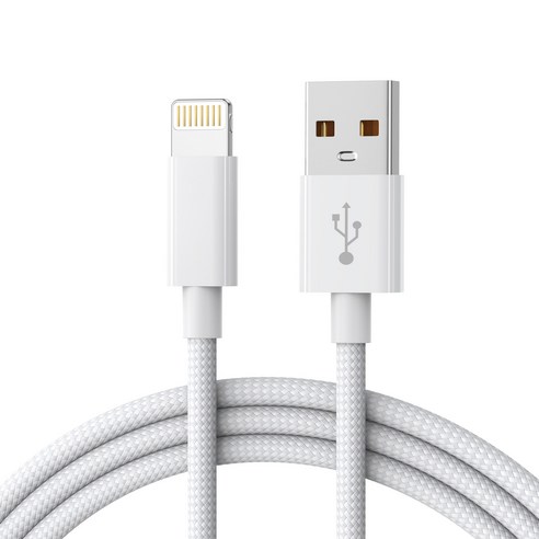 아이폰 8핀 고속충전 케이블 USB-라이트닝, 1개, 화이트, 2m