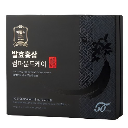 Wa365 컴파운드K 홍삼 스틱 / 세계 40개국 수출 / 6년근 발효홍삼 농축액 / 진웰스 홍삼 건강식품 선물세트, 10g, 1Box