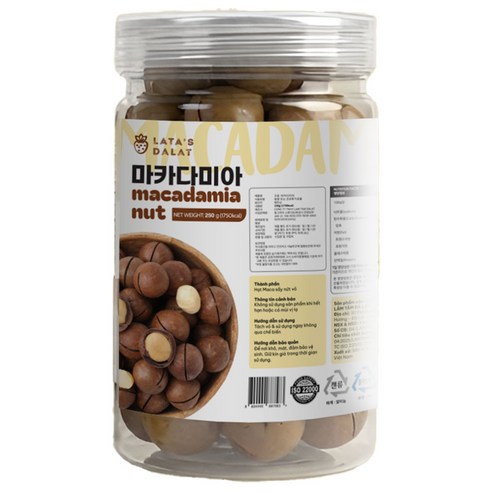 라타스달랏 특대사이즈 마카다미아 속이꽉찬 까먹는 대과 무첨가, 4개, 250g