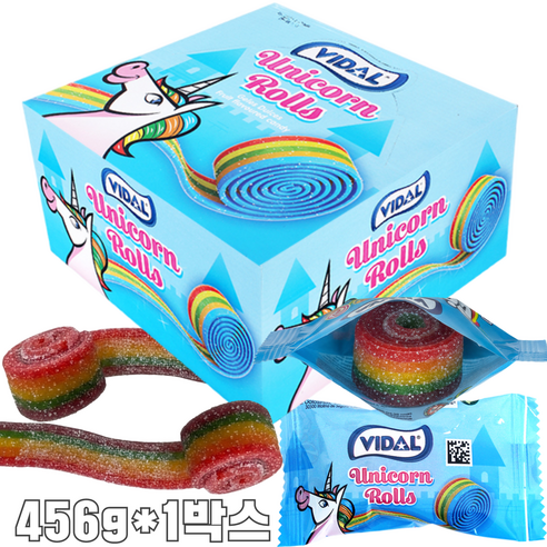 톡이네 비달 유니콘 젤리 레인보우 무지개 롤젤리, 456g, 1개