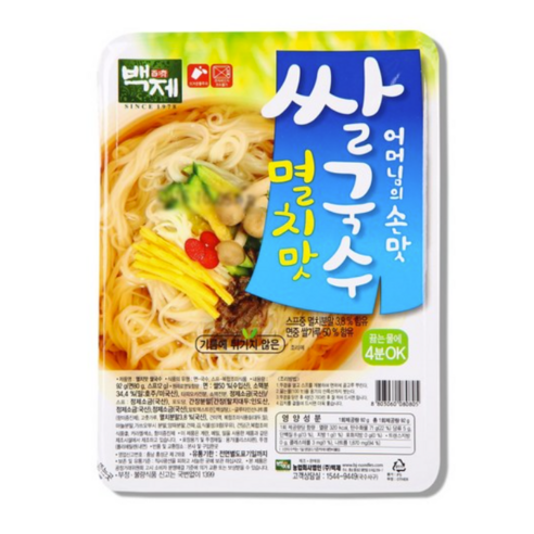 백제 쌀국수 멸치맛, 92g, 18개