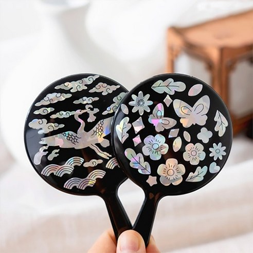 자개 손거울 만들기 DIY 키트 나전칠기 스티커 손거울 꾸미기 전통 공예 체험 한국 기념품, 자개손거울(나비), 1개