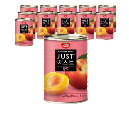 동원 JUST 노슈가 황도 2절 통조림, 400g, 10개