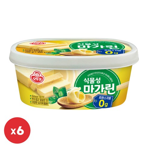 오뚜기 식물성 마아가린, 200g, 6개