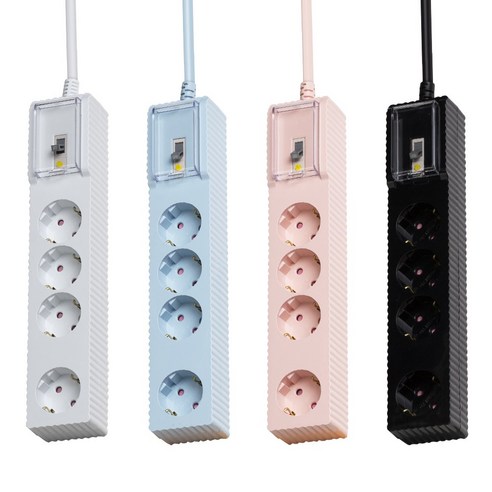 파워존 고용량 웨이브 4구 멀티탭 누전차단기 50cm 1.5m 3m 5m 7m, 7m, 1개, 파스텔블루