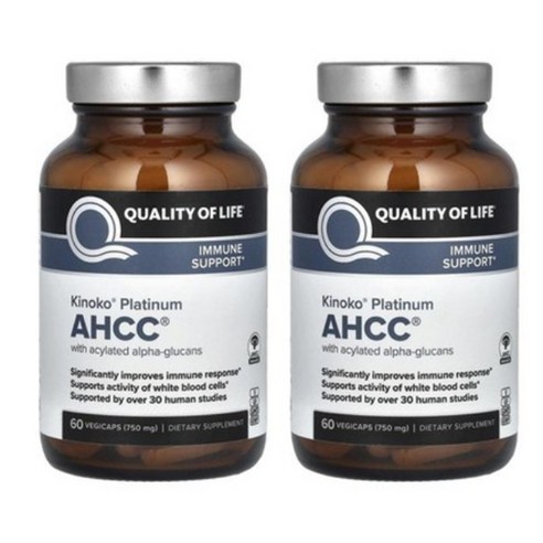 퀄리티 오프 라이프 AHCC 60정 Premium Kinoko Platinum AHCC Supplement 750mg of AHCC per Capsule