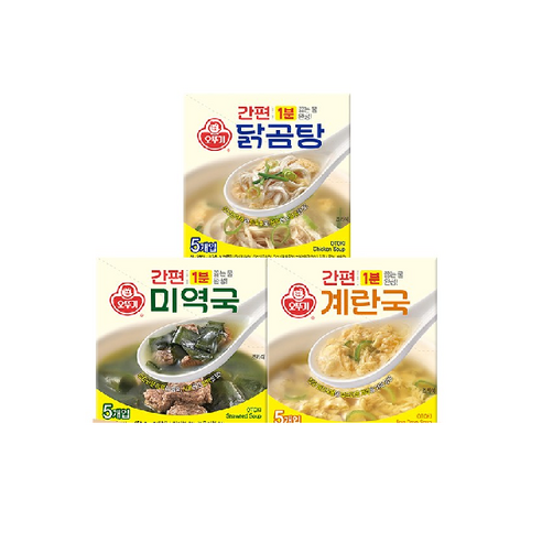 오뚜기 즉석 간편 블럭국 부스터 기획 세트 ( 간편 계란국 + 닭 곰탕 + 미역국 + 라면부스터 ) 간편식 즉석국 세트