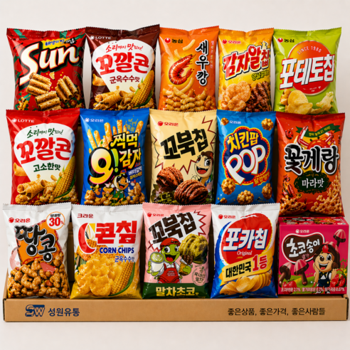 인기과자세트 15종 오리온 롯데 농심 과자선물세트 사무실 탕비실 대용량, 1세트, 15종