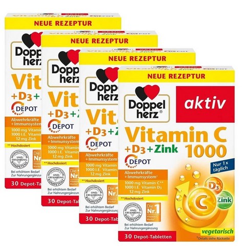 도펠헤르츠 비타민C 1000mg D3 아연 Doppelherz Vitamin C DEPOT