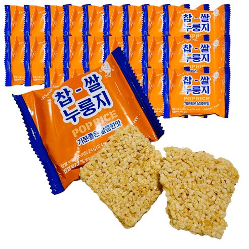 스낵 찹쌀 설탕 누룽지 24g x 24개 바삭하게 부서지며 달콤한 과자[당일출발]