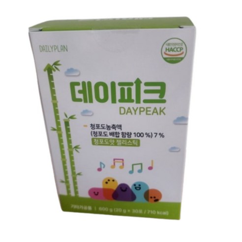 데일리플랜 데이피크 청포도맛 젤리스틱 대나무수액추출분말