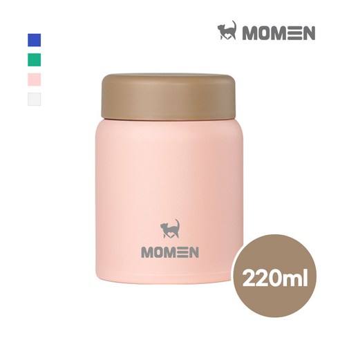 모멘 미니 이유식 보온병 스테인리스 보온보냉 미니 푸드자 미니죽통, 핑크, 1개, 220ml