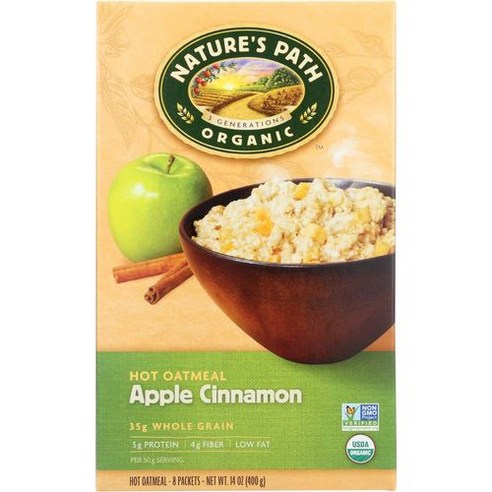 (케이스 아님) 유기농 인스턴트 핫 오트밀 사과 시나몬 8개입 (NOT A CASE) Organic Instant Hot Oatmeal Apple Cinnamon 8 Packets