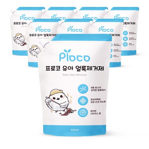 프로코 9종효소 유아 얼룩제거제 리필, 8개, 400ml