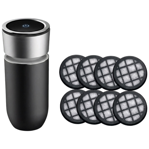 차량용 공기청정기 H1 + 필터 여분 8P, BLACK, H1