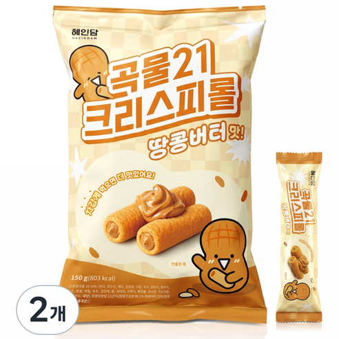 혜인담 곡물21 크리스피롤 땅콩버터맛, 2개, 150g