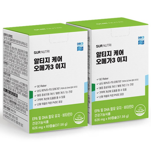아워뉴트리 알티지케어 오메가3 이지 2박스 120캡슐 2개월분 비타민D함유 GC리버, 2박스, 30회분