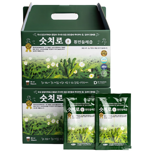 숫치로 흰민들레즙 국내최대 고함량 7%~ 80ml 50포/80ml 100포(실속형) 뿌리까지통째로 특허기술추출 위건강&간건강 1일1포해결 HACCP인증, 80ml, 50개