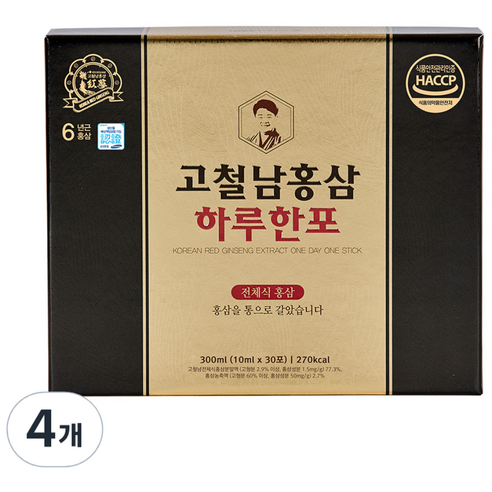 고철남홍삼 하루한포 홍삼 스틱, 30회분, 4개