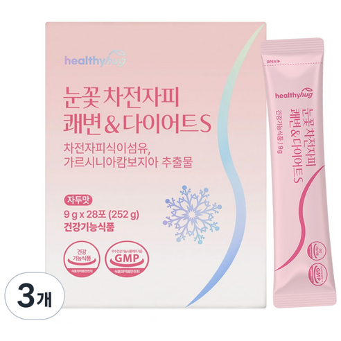 눈꽃 차전자피 쾌변 & 다이어트 S 가르시니아캄보지아 추출물 분말 가루 스틱, 28회분, 3개