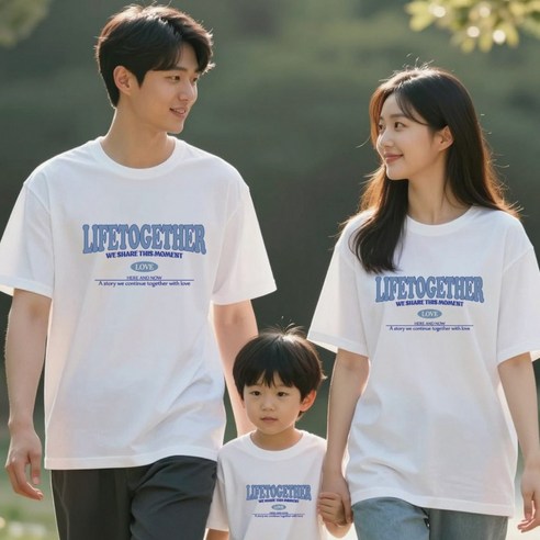 온어스샵 레터링 가족티셔츠 가족여행티 패밀리룩 반팔티 가족사진의상