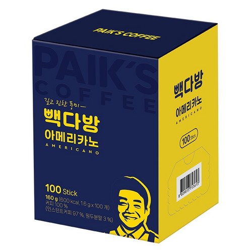 빽다방 아메리카노 스틱커피, 1.6g, 100개입, 1개
