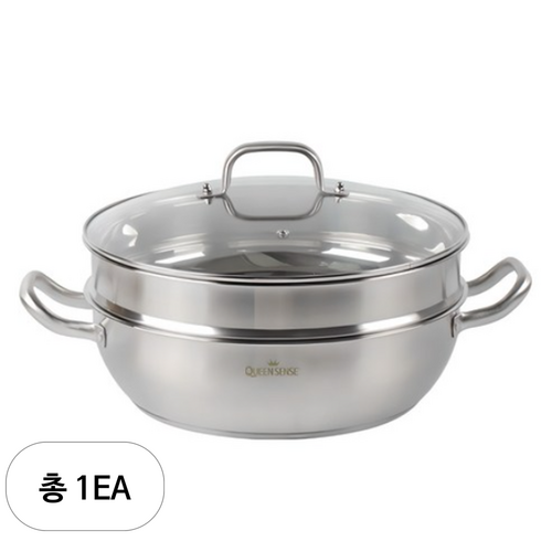 퀸센스 올스텐 인덕션 찜기 2단, 28cm, 1세트