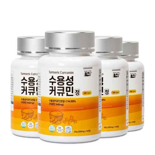 백세식품 BSF 수용성 강황 커큐민 정 500mg x 100정 HACCP인증, 4개, 100정