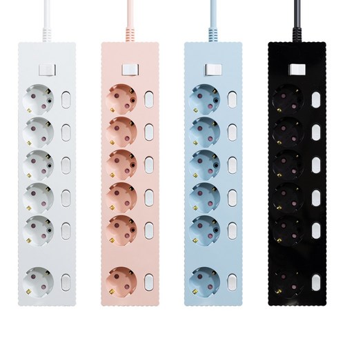 쿠폰19% 파워존 자동소화 웨이브 멀티탭 콘센트 화재예방 개별 절전 과부하차단 6구, 50cm, 자동소화 개별 6구 파스텔블루, 1개