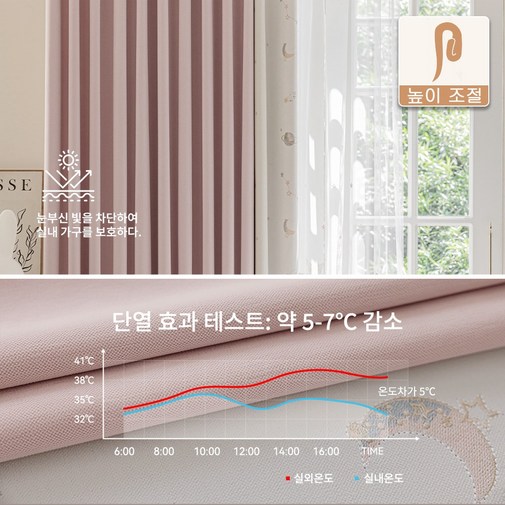 아이방 암막커튼 핀형 창문커튼 2p 일반커튼레일