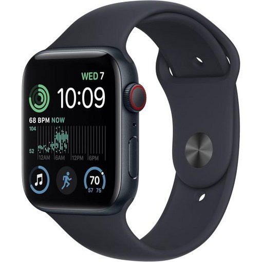 Apple Watch SE2세대GPS, 44mm  미드나잇 스포츠 밴드가 있는 알루미늄 케이스, ML아마존 공식 리퍼비시
