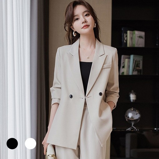 Titikong 여성 셋업 데일리 정장세트  스트랩 나시 티셔츠 증정 모던 심플 프리미엄 빅사이즈