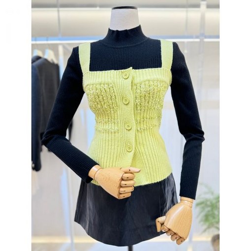 잇미샤 글리터 블럭 니트 베스트 ITNAKVS160