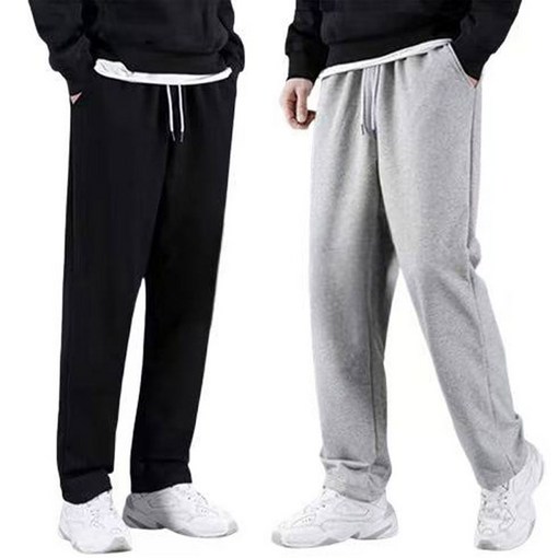2장세트 남녀공용 고급 컴포트 면 춘추 츄리닝바지 트레이닝 스트레이트 일자 팬츠