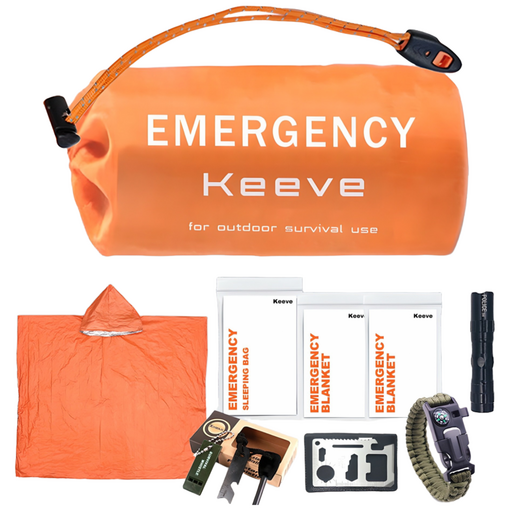 KEEVE 휴대용 재난가방 생존키트 응급 침낭 은박담요 8종세트
