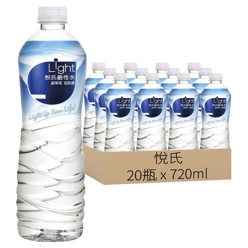 悅氏 Light 鹼性水, 20瓶, 720ml