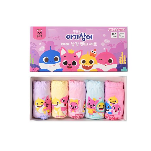 碰碰狐Pinkfong 女嬰粉紅色可愛三角內褲 5件組