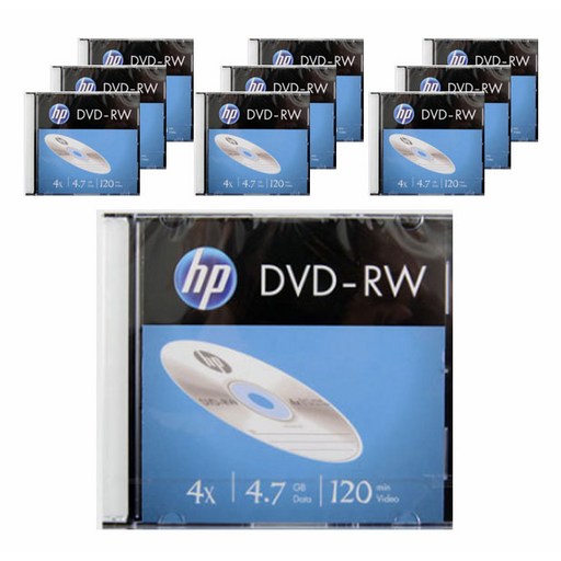 HP 4.7GB 4x 슬림 케이스 공디스크 DVD-RW 10p, 단일 상품