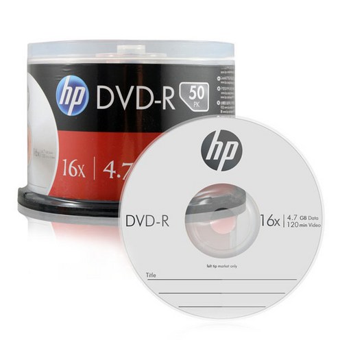 HP DVD-R 공디스크 16X 4.7GB 50p + 케익 케이스, 단일 상품