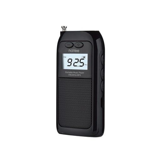 나비 휴대용 포터블 미니 라디오, NV80-PMP10, 블랙