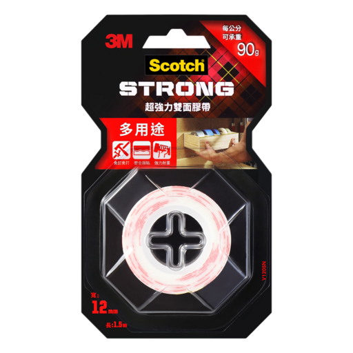 3M Scotchr 超強力雙面膠帶 多用途 90g, 1捲